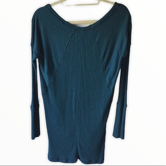 Free People Ventura Long Sleeve Knit Thermal Sweater Hunter Green XS - Picture 2 of 2